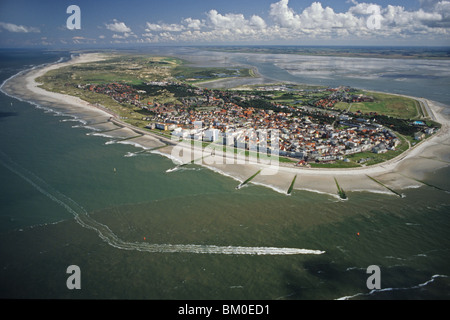 aerial photo of Norderney island, East Frisian island, Lower Saxony, northern Germany, North Sea Stock Photo