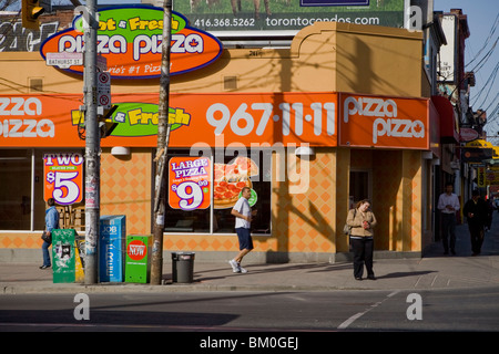 A Pizza Pizza restaurant is seen in Toronto Stock Photo