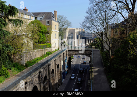 Willbur Wright street in Plantagenet City,Old town of Le Mans, Sarthe, France,Judicial city Stock Photo