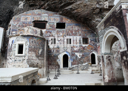 The Rock Church at the Sumela Monastery or Meryem Ana (Virgin Mary) in the Zigana Mountains, near Trabzon in Eastern Turkey. Stock Photo