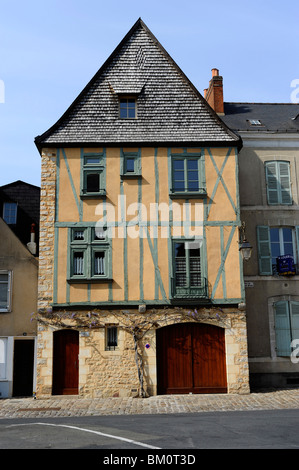 Old house in Plantagenet City, Old town of Le Mans, Sarthe, France Stock Photo