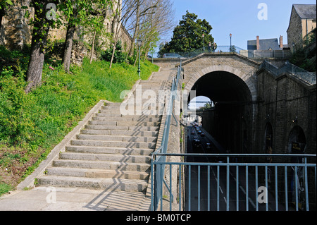 Willbur Wright street in Plantagenet City,Old town of Le Mans, Sarthe, France Stock Photo