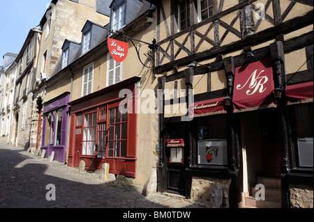 Restaurant Le Nez Rouge in Plantagenet City, Old town of Le Mans, Sarthe, France Stock Photo