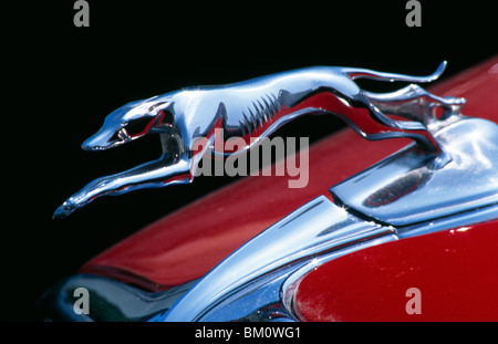 Hood ornament on a 1934 Ford Roadster car Stock Photo