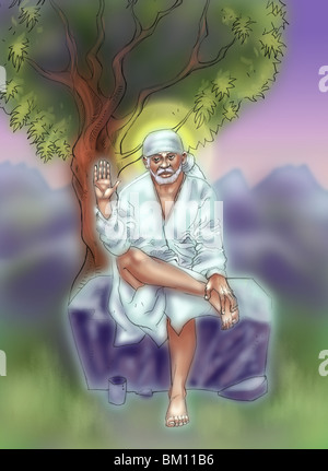 Illustration of Shirdi Sai Baba Stock Photo