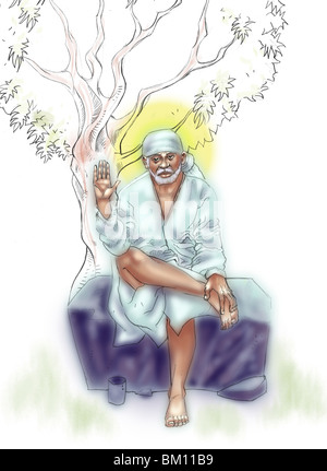 Illustration of Shirdi Sai Baba Stock Photo