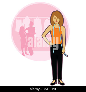 Female fashion designer in a boutique Stock Photo