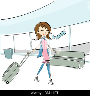 Businesswoman at an airport Stock Photo