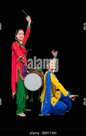 Bhangra the traditional folk dance from Punjab in North India Stock Photo