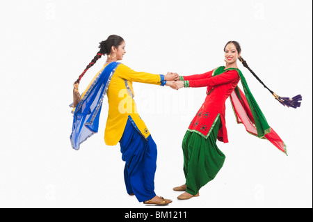 Bhangra the traditional folk dance from Punjab in North India Stock Photo