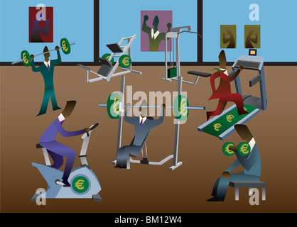 Businessmen exercising in a gym Stock Photo