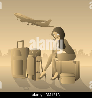 Businesswoman waiting at an airport lounge Stock Photo