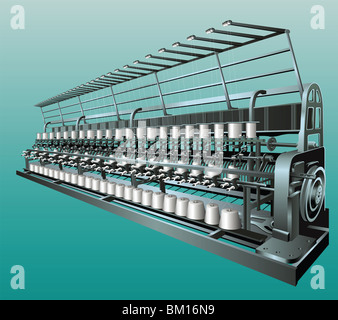 Textile machine in a power loom Stock Photo