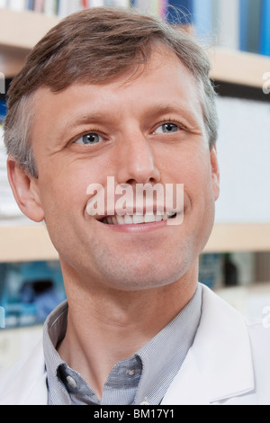 Close-up of a doctor smiling in a laboratory Stock Photo