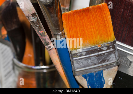 Artists paintbrush. Paintbrushes in various sizes in an artists studio