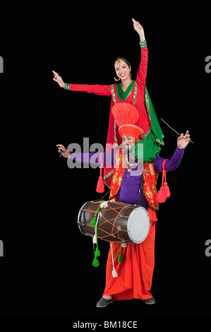 Bhangra the traditional folk dance from Punjab in North India Stock Photo