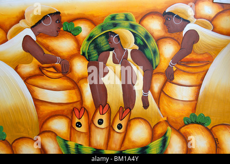 Caribbean traditional painting, Punta Cana, Dominican Republic, West Indies, Central America Stock Photo