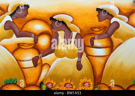 Caribbean traditional painting, Punta Cana, Dominican Republic, West Indies, Central America Stock Photo