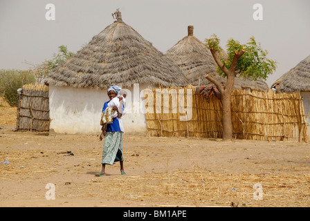 Huts in a Peul village, Republic of Senegal, Africa Stock Photo - Alamy