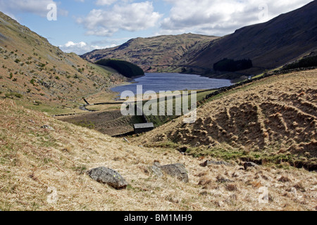 Looking down on Haweswater and Mardale from Nan Bield Pass in the Lake District, Cumbria. Stock Photo