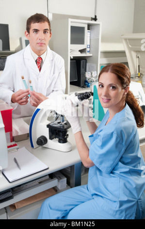Lab technicians working in a laboratory Stock Photo