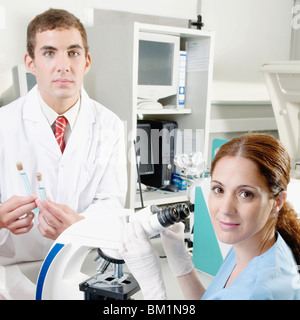 Lab technicians working in a laboratory Stock Photo