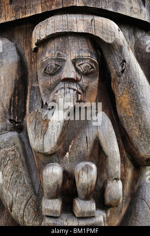 Detail of totem pole, Thunderbird Park, Victoria, Vancouver Island, British Columbia, Canada, North America Stock Photo