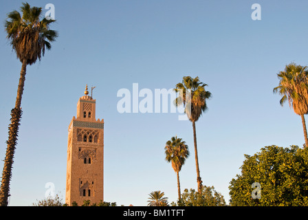 Minaret of the Koutoubia Mosque, UNESCO World Heritage Site, Marrakesh (Marrakech), Morocco, North Africa, Africa Stock Photo