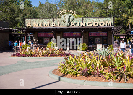 Orlando, FL - Jan 2009 - Guests coming and going at the main entrance to Disney's Animal Kingdom in Orlando Florida Stock Photo
