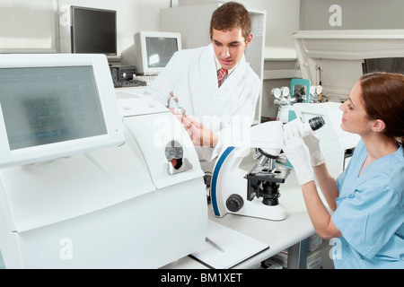 Lab technicians working in a laboratory Stock Photo