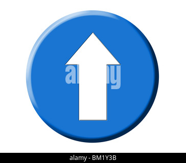 European round blue road signal illustration, white arrow showing right direction Stock Photo