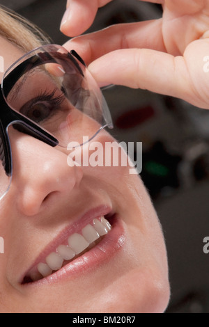 Female doctor wearing a protective eyewear Stock Photo
