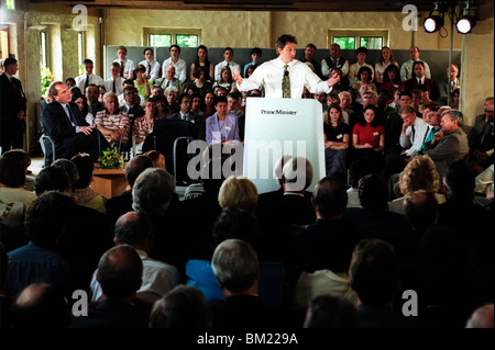 Prime Minister Tony Blair speaking to audience during the 1997 Referendum YES campaign for a National Assembly for Wales Stock Photo