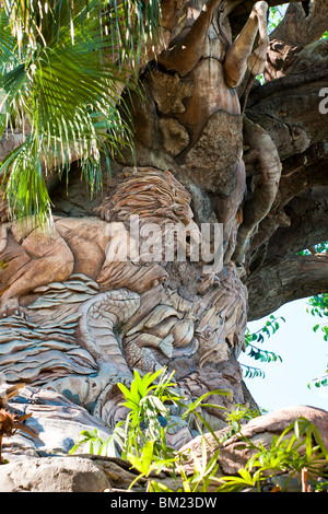 Orlando, FL - Jan 2009 - Animals carved into the Tree of Life at Disney's Animal Kingdom in Orlando Florida Stock Photo