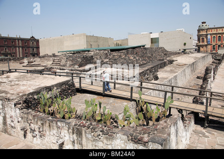 Ruins, Templo Mayor, Aztec temple unearthed in the 1970s, Mexico City, Mexico, North America Stock Photo