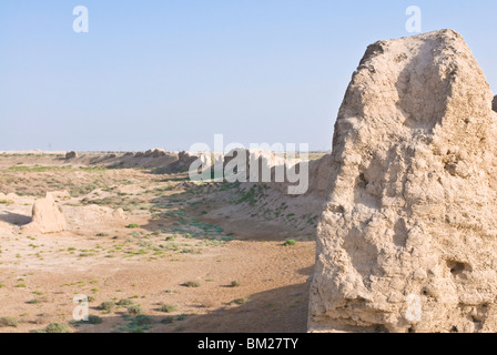 The city walls of the ancient city, Merv, UNESCO World Heritage Site, Turkmenistan, Central Asia, Asia Stock Photo