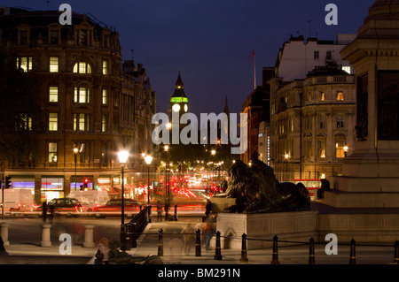 Big Ben and Whitehall from Trafalgar Square, London, UK Stock Photo