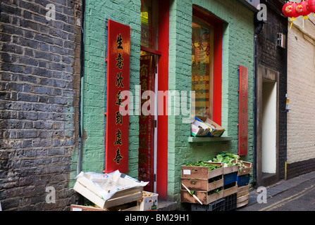 Chinese food shop in alley, China Town Chinese New Year London England UK Stock Photo