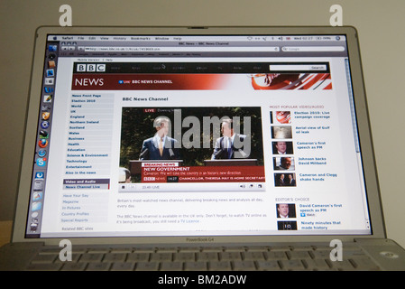 Joint New Conferance May 13th 2010. Nick Clegg and David Cameron as seen on a laptop computer BBC News London UK Stock Photo