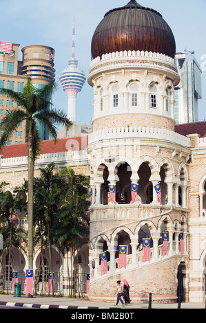 KL Tower and Sultan Abdul Samad Building, Merdeka Square, Kuala Lumpur, Malaysia, Southeast Asia Stock Photo