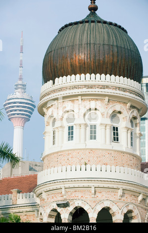 KL Tower and Sultan Abdul Samad Building, Merdeka Square, Kuala Lumpur, Malaysia, Southeast Asia Stock Photo