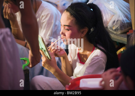 Putting on makeup for Taiwanese Chinese Opera, Georgetown, Penang, Malaysia, Southeast Asia Stock Photo