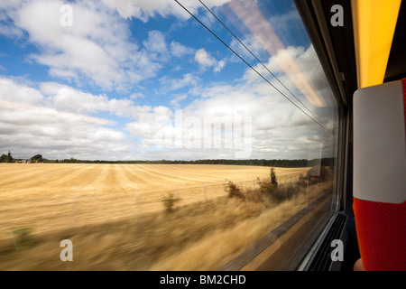 Tgv Window View through the window of a TGV train approaching Paris, France Stock ...