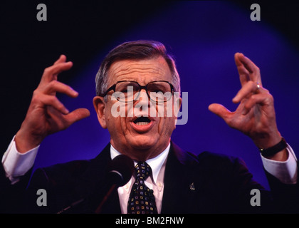 Charles W. Colson, Imprisoned for his involvement in Watergate, speaking during a Billy Graham crusade in Fresno, CA Stock Photo