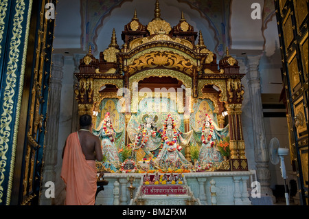 The Interior and Altar of Sri Sri Radha Rasabihari Krishna Temple in Mumbai, India Stock Photo