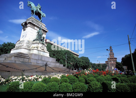 Giuseppe Garibaldi statue, Piazza Cairoli, Milan, Lombardy, Italy Stock Photo
