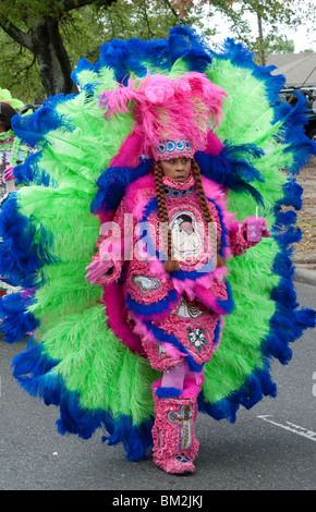 Mardi Gras Indians in full dress Stock Photo