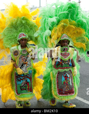 Mardi Gras Indians in full dress Stock Photo