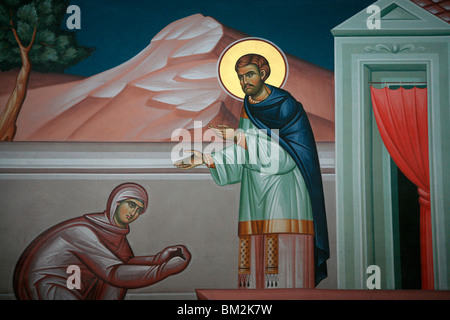 Greek Orthodox icon depicting Christ appearing before Mary Magdelene, Thessaloniki, Macedonia, Greece Stock Photo