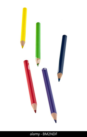 Five coloured crayons Stock Photo